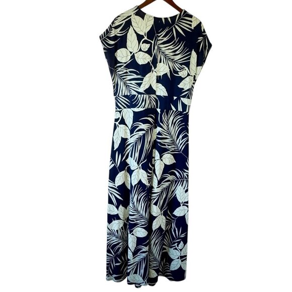 Lands’ End Maxi Dress Surplice Knotted V-Neck Empire Waist Cap Sleeve L 14 - 16 - Picture 4 of 7